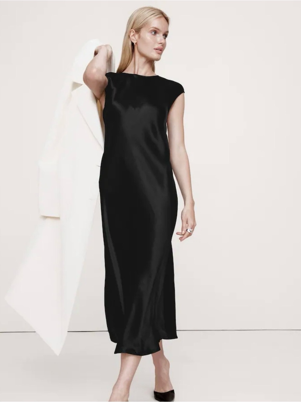 Banana Republic Bias-Cut Satin Midi Dress
